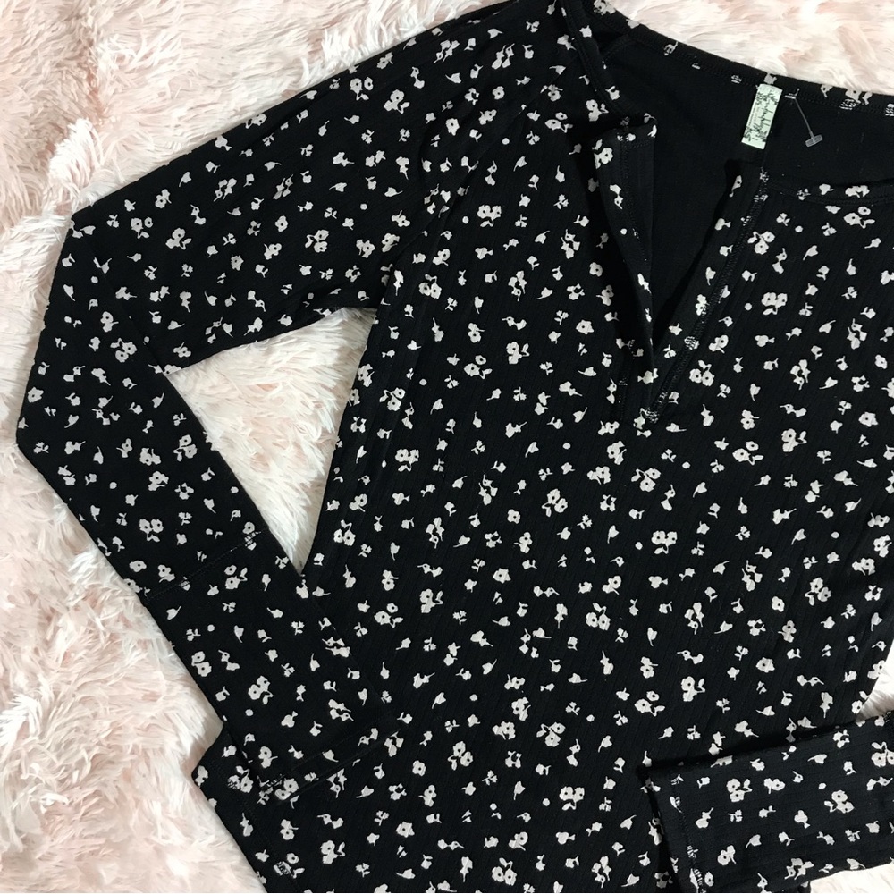 Free people intimately midnight combo long sleeve floral top